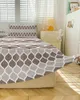 Bed Skirt Medieval Geometric Brown Khaki Retro Elastic Fitted Bedspread With Pillowcases Mattress Cover Bedding Set Sheet