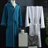 Men's Sleepwear El Home Cotton Bathrobe For Men Women Spring Autumn Thin Style Absorbent Quick-drying Towel Waffle Robe Couple Clothing