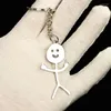 Keychains KADRUFI Funny Middle Finger Fuxk You Stickman Keychain Stainless Steel Pendant Couple Trinket Bag Car Key Chain Keyring 2024