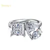 Cluster Rings Shining U S925 Silver High Carbon Daimond Pear Square Gems Ring Fine Jewelry For Women Engagement Party