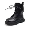 Bottes filles simples antidérapantes fermeture éclair arrière été respirant polyvalent doux automne hiver noir enfants cuir 2024