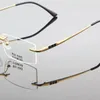 Myopia Prescription Eyeglasses Customize Resin Lenses Glasses Progressive Spectacles Unisex Rimless Glasses Frame 2619 240118