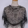 Szaliki mody kobiety trójkątne koronkowe szalik szydełkowy projekt lady Sheer Floral Print Shawl imprez