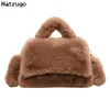 Evening Bags Women Big Handbag Faux Fur Handbags Lady Shoulder Bag Fashion Plush Handle Crossbody Winter Brand Design