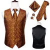 HiTie 100% Zijde Heren Vest voor Mannen Pak Vintage Mode Formele Bruin Paisley Jurk Vesten Bruiloft formele Jurken 240119