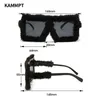 Sunglasses KAMMPT oversized square womens sunglasses new fashion fur frame gradient sunshades retro brand design winter sunglasses J240330