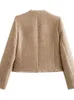 Kvinnorjackor Solid Croped Tassel Kort jacka för kvinnor långärmad enkelbröst med Pocket Basic Coat 2024 Autumn Grace Lady