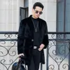 V Designer Neck Long Daopao Mens Mink Fur Coat Hela Casual Fashion Trend 2DZG