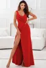 Vestidos de festa vermelho assimétrico plissado detalhe fivela cinta maxi vestido mulheres sexy estilingue moda clube senhoras noite