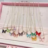 Kettingen Kpop glanzende schattige vlinder hanger ketting voor dames cocktailparty dames kleurrijk kristal