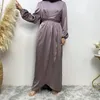 Ubranie etniczne muzułmański Krzyż mody z sukienką z paskiem Turkey Abaya Kobiety z długim rękawem Sundress Asymetryczne szatę Dubai Vestido Isamic