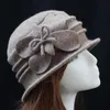 Inverno feminino chapéus gorros cloche senhoras 100 lã boné balde floral quente chapéus para mulheres bonnet femme skullies gorros feminino boné 240126