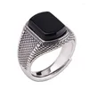 Bagues de cluster BOCAI Real S925 Bague en argent sterling 2024 Agate noire Modèle rétro Pure Argentum Charm Bijoux pour hommes et femmes