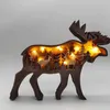 Night Lights LED Animal Light Glowing Wooden Bear Wolf Bedside Table Lamp Ornaments Kids Birthday Christmas Gifts Bedroom Decor