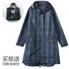 Raincoats Womens Fastion Green Plaid Lång regnrock Vattentät regnjacka Päls vandring Vindbrytare