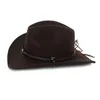 West Cowboy Hat Fashion Wool Wool Feel Metal Bull Head Dekoracja Sombrero Western Men Cap Black Brown 240130