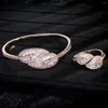 Halsbandörhängen Set Water Drop Cubic Zirconia Bridal Open Ring Armband Smycken 2 stycken Fashion Dubai Wedding Bride Accessories