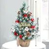 Juldekorationer 50/55/60cm bordsskiva Artificial Tree Kit med lampor Small Mini Set Diy Xmas Desk Decor Ornament