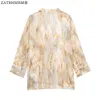 Women's Blouses ZATRHMBM Women 2024 Spring Fashion Asymmetric Tie-Dye Blouse Vintage Long Sleeve Button Up Female Shirts Blusas Chic Top