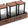 CLOCTECK NIXIE Tube Clock Walnut Cyfrowy Zegar, Kalibracja czasu Wi -Fi, alarm i wyświetlacz 12/24H, nie wymaga montażu - prezent retro dla znajomych (drewno orzechowe)