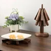 Decorações de Natal Tapete de mesa de madeira de nogueira preta Arte em árvore para porta-copos Conjunto de 3 Porta-copos de madeira Trivet Bowl Decoração de Natal