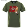 Herr t-shirts nallebjörn slam dunk låter flyga en liten stund t-shirts män andningsbara bomullstee kläder sommarstoppar lösa hajuku t-shirt t240202