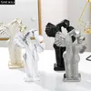 Abstract Angel Character Hartser Sculpture Ceramic Crafts Simplicity Artworks Kissing Figurer Staty Desk Decoration Ornament 240124