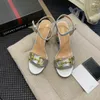 Luxury Tazz Slipper Chunky Sandal Sliders kvinna man hög häl designer klänning skor tyg läder sandales sommar soliga klackar casual sko hasp sexig glid lady gåva