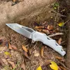 1Pcs New Flipper Folding Knife D2 Satin Blade Stainless Steel Handle Outdoor Camping Hiking Ball Bearing Fast Open EDC Pocket Folder Knives