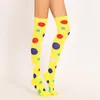 Party Supplies Women Girls Clown Cosplay Long Socks Fun Colorful Irregular Polka Dot Printed Ov