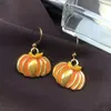 Orecchini pendenti Accessori di Halloween Ciondolo di zucca dorato smaltato alla moda