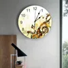 Horloges murales Rose Fleur Note Musique Papillon Horloge ronde Suspendue Temps silencieux Maison Intérieur Chambre Salon Bureau Décor