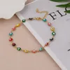 Link Bracelets Stainless Steel Bracelet Round Evil Blue Eye Enamel Colorful Beads Gold Color Chain For Women Charm Female Jewelry Gift