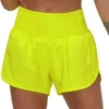 Lu-18 Short de sport à séchage rapide pour femmes, décontracté, Fitness, faux deux pièces, doublé, résistant à la lumière, Leggings de Yoga, course à pied, Golf, motard P High