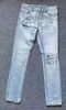 Дизайнерские джинсы Ksubi для брюк Мужские фиолетовые джинсы для мужчин Высококачественное качество Прямой дизайн Ретро рваный джинсовый байкер Серая краска Distress Slim Fit Stretch JJNL