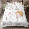 Bedding Sets Cartoon Ballet Dancing Girl Duvet Cover Set Princess Style Twin Size Kids Nordic Bed Full Queen King