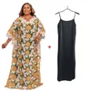 Etnische kleding Dashiki Lace Abaya Afrika Vrouwen Stijlvol losse cover-up Maxi-jurken Elegant gratis maat gewaad Kaftan worden geleverd met binnenste en sjaal