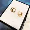 Designer Womens Hoops Earrings Fashion Märke Double Letter Charm Earring Women Retro Luxurys smycken Gold Studs Wholesale LLK4