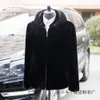 High Edition Composite Designer Mink Coat Mens Whole With Hat Style Imitation Velvet Fur Trendy dragkedja 9BTP