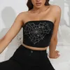 Camisoles tanques feminino bustier colheita superior malha espartilho push up strass feminino tubo jags fino óculos caso topos para mulher