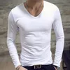 Yoga Outfits T-Shirt Men 2024 Autumn Long Sleeve V-Neck T Shirt Brand Clothing Fashion Fitness Cotton Tee Tops Homme Plus Size