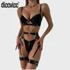 Diccvicc Donne Sensuale Lingerie Reggiseno Gotico Giarrettiere Perizoma Fantasia Biancheria Intima Femminile Sexy con Catena Set Esotici di Lusso Vestito Erotico 240127