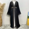 Roupas étnicas Eid Muçulmano Abaya para Mulheres Diamante Kimono Cardigan Vestido Bolso Ramadan Lace-up Abayas Kaftan Dubai Árabe Longo Robe Vestido