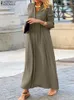 Casual Dresses 2024 Zanzea Elegant V Neck Long Sleeve Dress Oversize Women Autumn Sundress Robe Femme Stylish Work Solid Shirt Vestidos