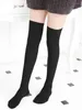 Women Socks Cotton Thigh High Over The Knee Stockings For Ladies Stripe Sexy Girls Warm Long Hosiery Black Gray White Red