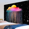 Tapestries Yanr Clouds Rainbow Tapestry Wall Hanging Boho Decor Retro 70s Galaxy Space Kawaii Room Aealthetic