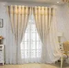 Curtain Minimalist European Style Light Luxury Embroidered Double-layer Integrated Blackout Curtains For Living Dining Room Bedroom