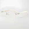 Handmadehighend Demi-monture de lunettes en corne de bœuf pour hommes et femmes d'affaires grand visage jambe de printemps ultra légère avec verre myopie 240118