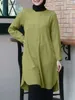 Etniska kläder Zanzea Solid Color Muslim Tops Woman Long Sleeve O-Neck Blue Spring Fashion Party Islamic Vintage Casual Shirt Mujer