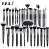 BEILI Luxury Black Professional Makeup Brush Set Big Powder Makeup Brushes Foundation Natural Blending pinceaux de maquillage 240124